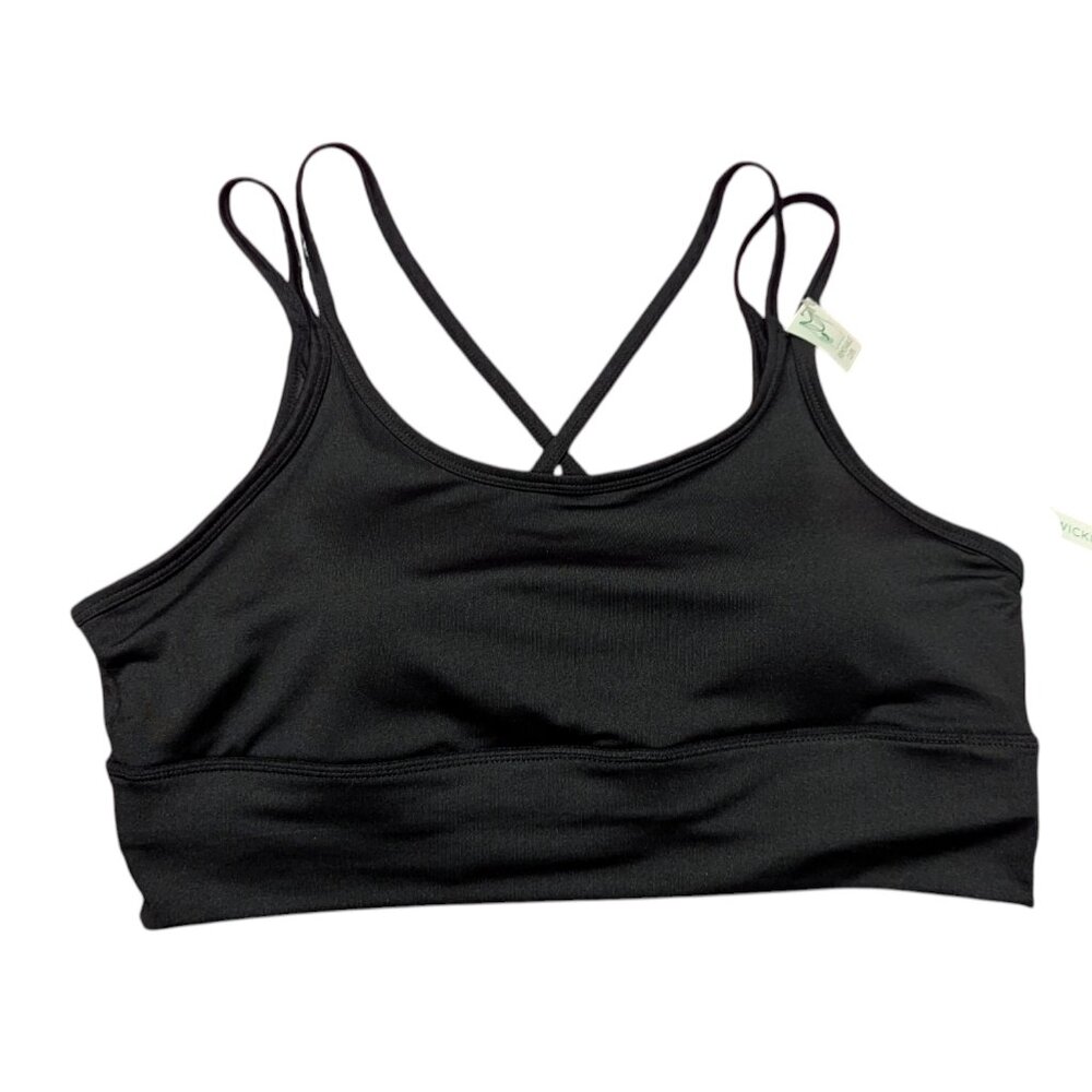 NWT Dip Bra Sports 2 Strap Racerback XL Activewear‎ Black Bralette Wicking